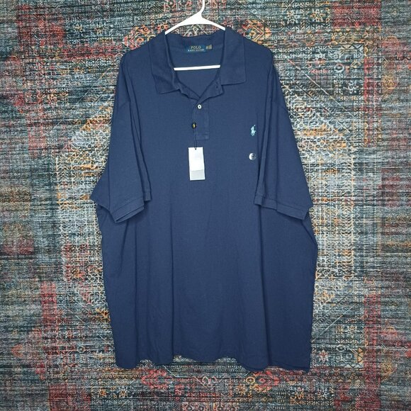 POLO Ralph Lauren mens solid navy mesh polo 4XB BIG NWT - Picture 1 of 6